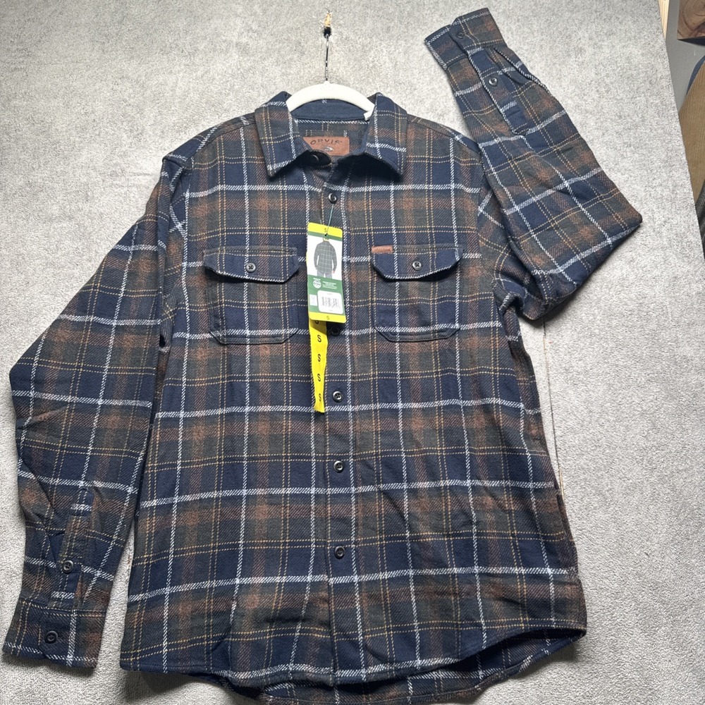 Plaid Shirt Jacket‎ Shacket Orvis Mens Small Flannel Layering Outdoor